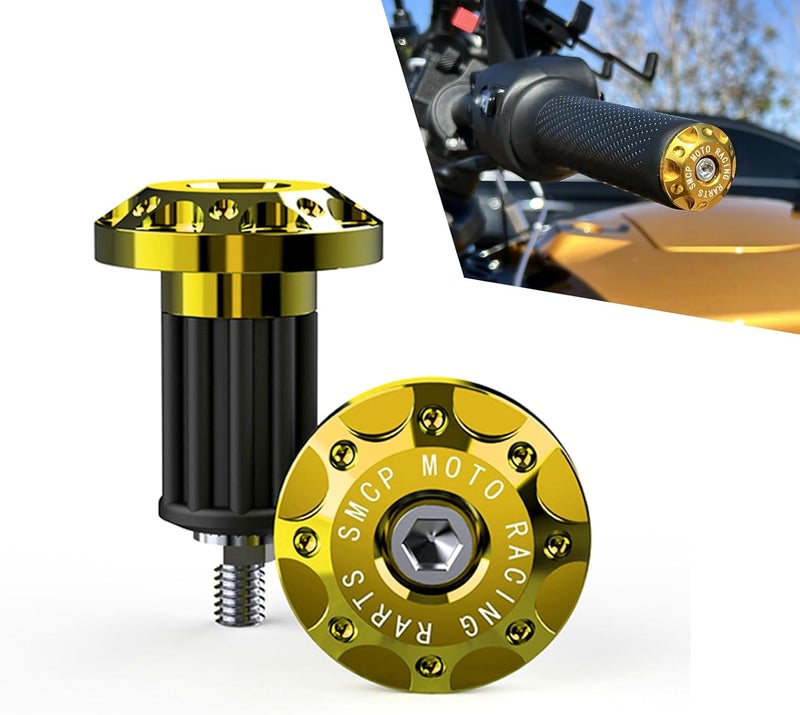 Merdege 2 PCS Motorcycle Bar End Plug, Aluminum Alloy Handlebar Grip End Caps for Electric Car Scooters, Off-Road Motorcycles (Gold) - Image 1